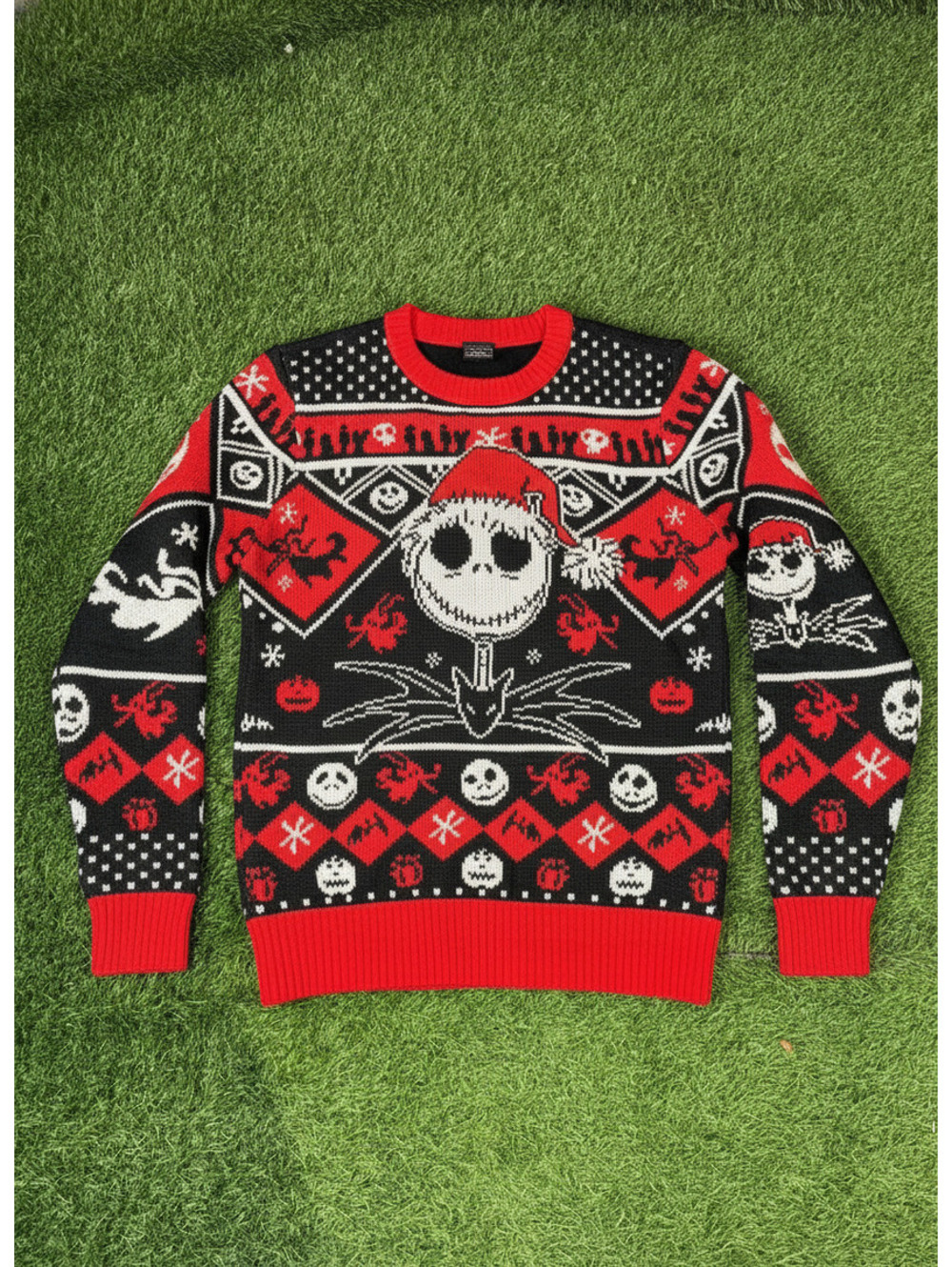 Jack Skellington Nightmare Before Christmas Pattern Holiday Sweater Mens M
